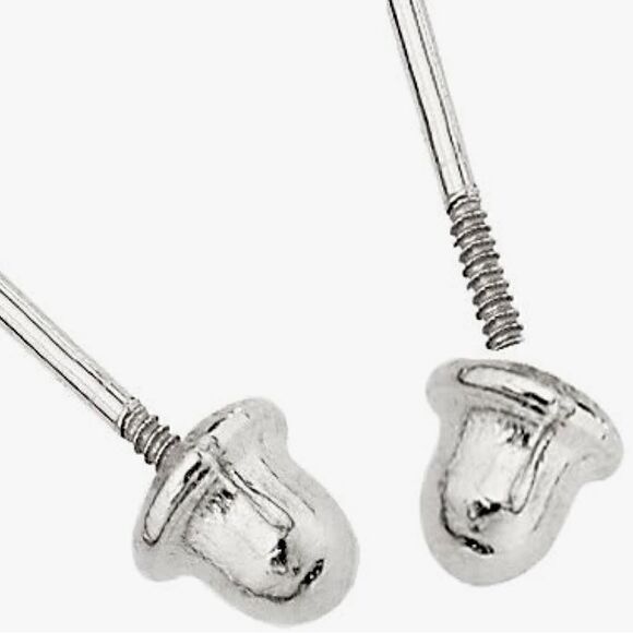 14k White Gold Round Solitaire Basket Set Stud Earrings with Screw Back 4 mm - Picture 10 of 10